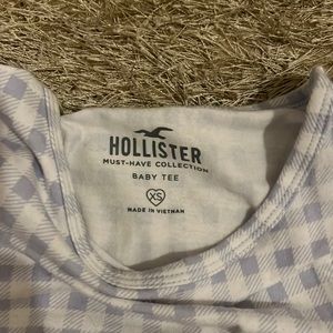 hollister XS blue and white plaid baby tee shirt crop top